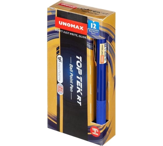 Шариковая автоматическая ручка Unimax Top Tek RT Gold DC синяя, 0.5 мм 722483
