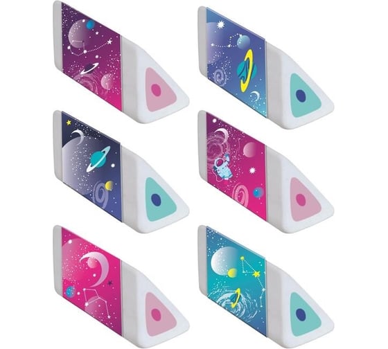 Ластик Maped COSMIC KIDS треугольной формы, белый, в картонном футляре, узор космос 1162712
