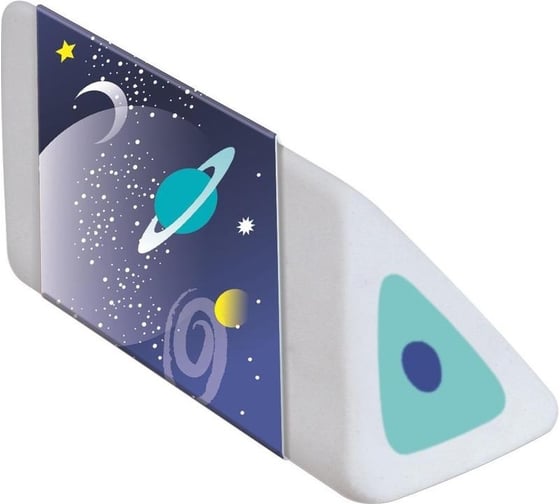 Ластик Maped COSMIC KIDS треугольной формы, белый, в картонном футляре, узор космос 1162712