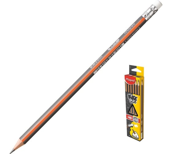 Чернографитный карандаш Maped 851721 трехгранный, HB, с ластиком 743473