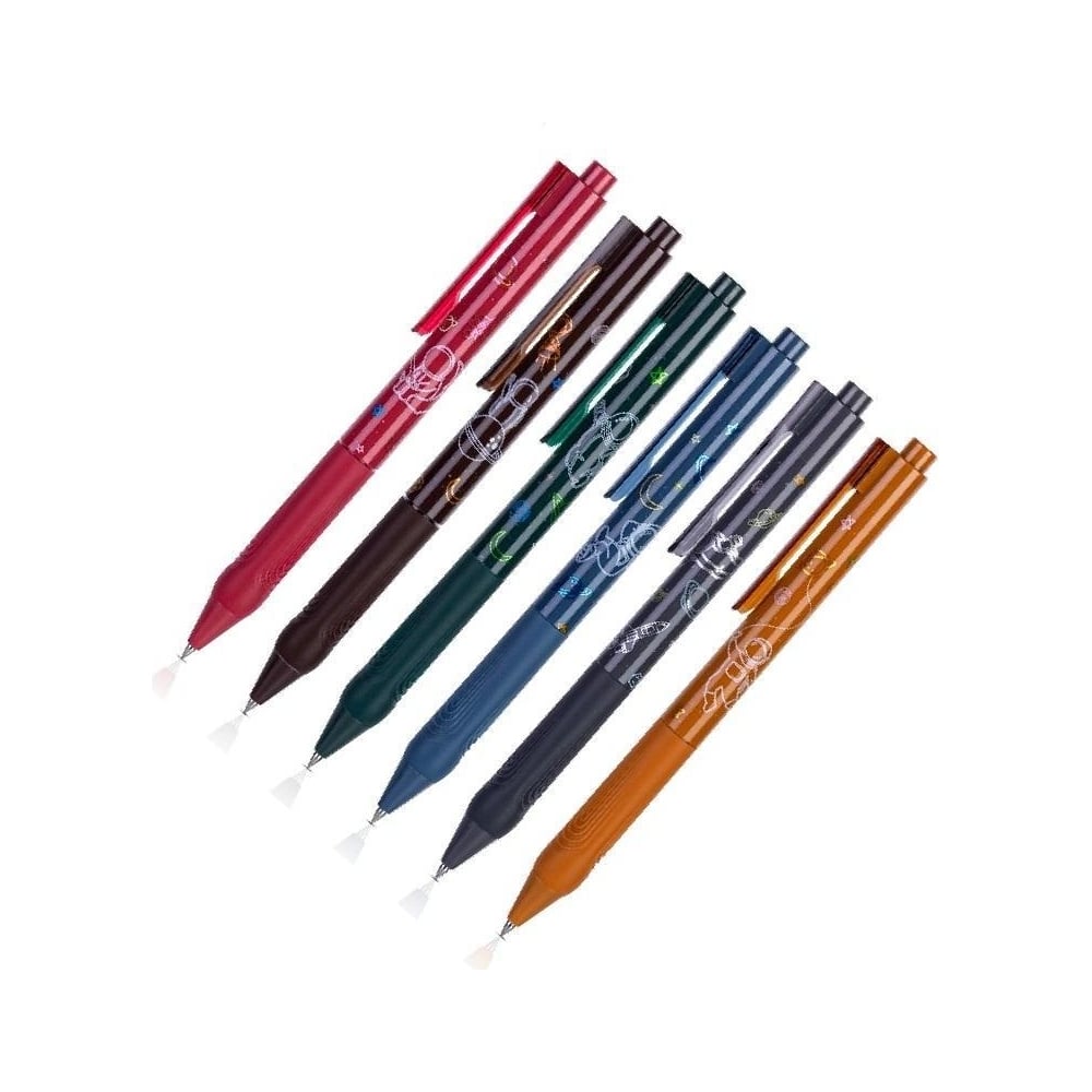 Набор гелевых автоматических ручек DELI диаметр шарика 0,5 мм, 6 цветов ...