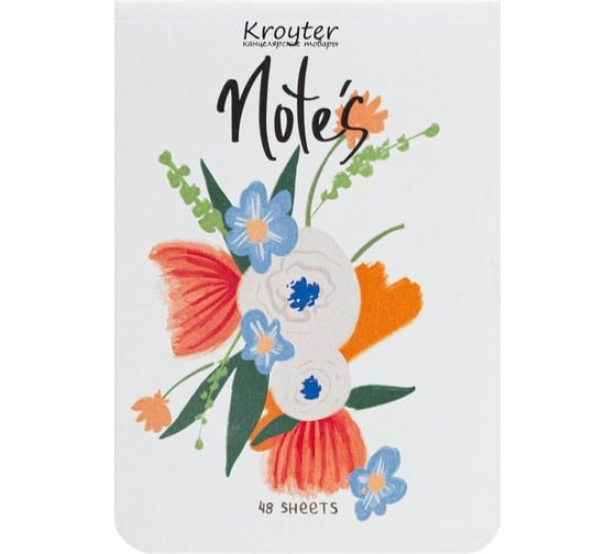 Блокнот Kroyter Flowers А6, 48 л, разноцветная в клетку, на скрепке, 100x145 мм 1169780 1