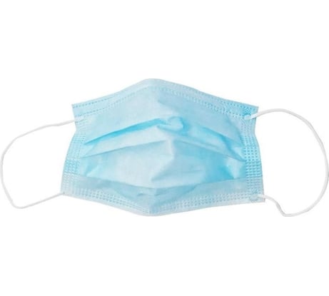 Медицинская защитная одноразовая маска ООО Комус 3-х слойная, голубая, 50 штук в упаковке 1494493