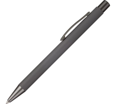 Шариковая автоматическая ручка ООО Комус корпус графитовый/серый, softtouch, синяя, лого 1484150