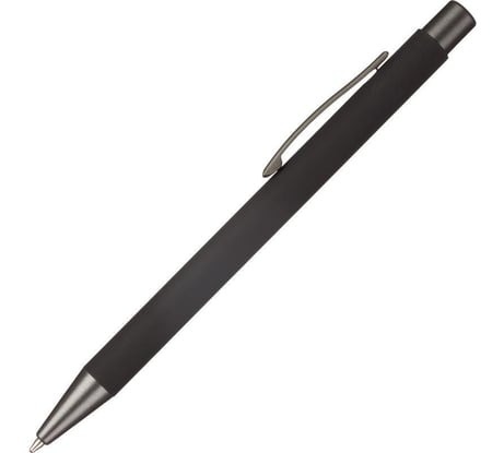 Шариковая автоматическая ручка ООО Комус корпус черный/серый, softtouch, синяя, лого 1484147