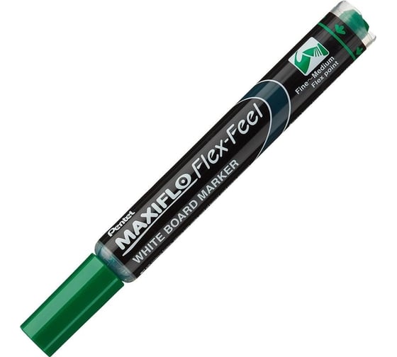 Маркер для белых досок Pentel Maxiflo Flex-Feel MWL5SBF-DX гибкий наконечник, 1 - 5 мм, перо круглое, зеленый 610123