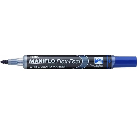 Маркер для белых досок Pentel Maxiflo Flex-Feel MWL5SBF-CX гибкий наконечник, 1 - 5 мм, перо круглое, синий 610122 1