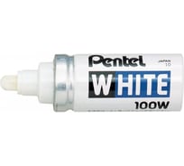 Перманентный маркер Pentel White X100W белый, короткий корпус, 6.5 мм, пулевидный, 12 шт, промышленный, белый 610037