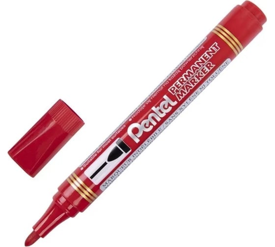 Перманентный маркер Pentel N850-BE 4.2 мм, пулевидный, 12 шт, красный 610001 1