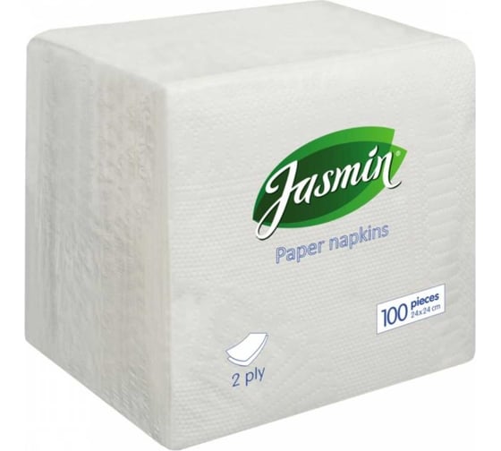 Бумажные салфетки Jasmin 2 слоя, 24x24 см, 100 шт. С100249