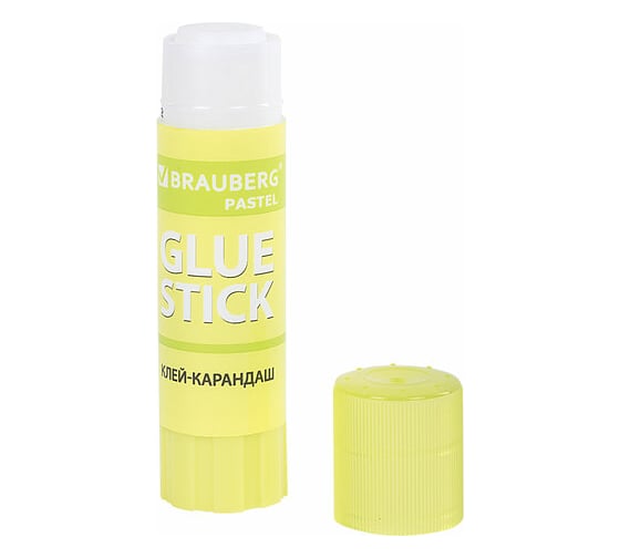 Клей-карандаш BRAUBERG Pastel 15 г, выгодная упаковка, 4 штуки на блистере, PVP-основа 271250