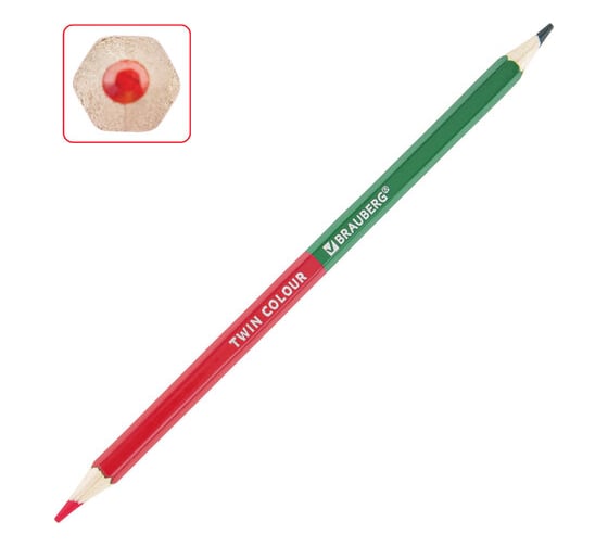 Цветные карандаши BRAUBERG Premium Twin Colour мягкие двусторонние, 12 шт, 24 цвета 181874