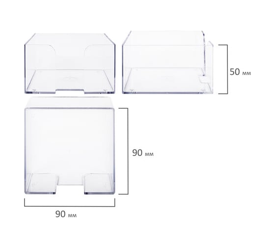 Пластиковая подставка для бумажного блока BRAUBERG Classic 90x90x50 мм, прозрачная 238091