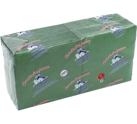 Салфетки ООО Комус Profi Pack 2 слоя, 33x33 см, зеленые, 200 шт. 617634 1
