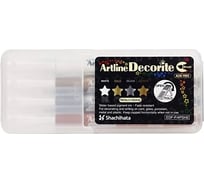 Набор маркеров-кистей Artline Decorite Metallic Brush в пенале, 4 цвета EDFF-4PSH2