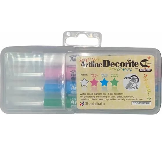 Набор маркеров-кистей Artline Decorite в пенале, 4 цвета EDFF-4PSH1