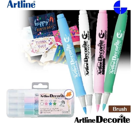 Набор маркеров-кистей Artline Decorite в пенале, 4 цвета EDFF-4PSH1