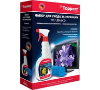 Набор для ухода за экранами Topperr жк, lcd и плазмы 2 предмета (ср-во+салфетка) 3011