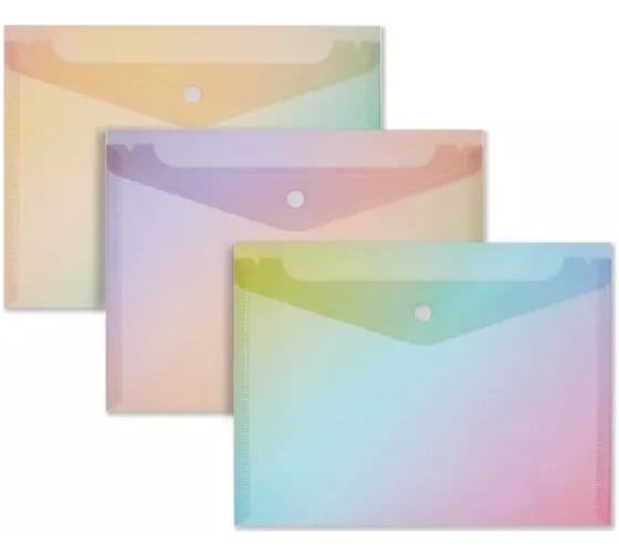 Папка-конверт на кнопке Attache Selection rainbow a5, полипропилен, 3 штуки в упаковке 1378370 1