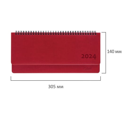 Датированный планинг Galant 2024 305x140 мм, ritter, под кожу, красный 114820