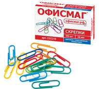 Скрепки 28 мм ОФИСМАГ, цветные, в картонной коробке 10 упаковок по 100 шт 225210
