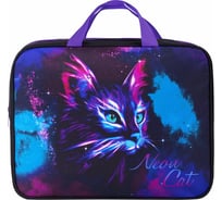 Папка на молнии с ручками BRAUBERG а4, 1 отделение, полиэстер, 80 мм, neon cat 271482