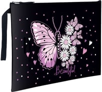 Папка для тетрадей BRAUBERG а4, 1 отделение, полиэстер, на молнии, с ручкой, flower butterfly 271475