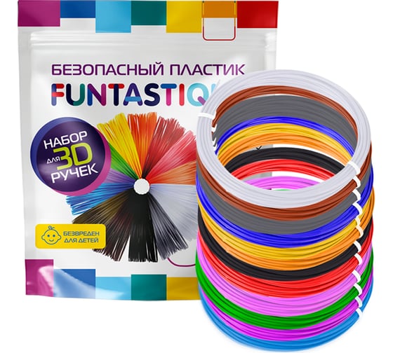 Набор pla-пластика для 3д ручек FUNTASTIQUE 12 цветов PLA-PEN-12 1