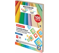 Цветная бумага BRAUBERG 10 цветов, multicolor, А4, 80 г/м2, 100 л., 10 цв. x 10 л. 115350