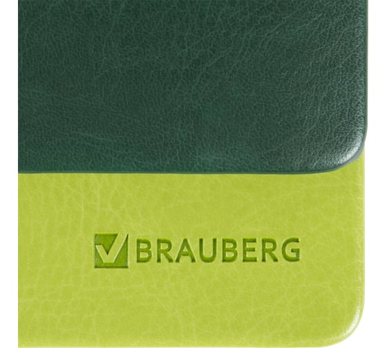 Датированный планинг BRAUBERG 2024 г., 305x140 мм, bond, под кожу, зеленый/салатовый 114805