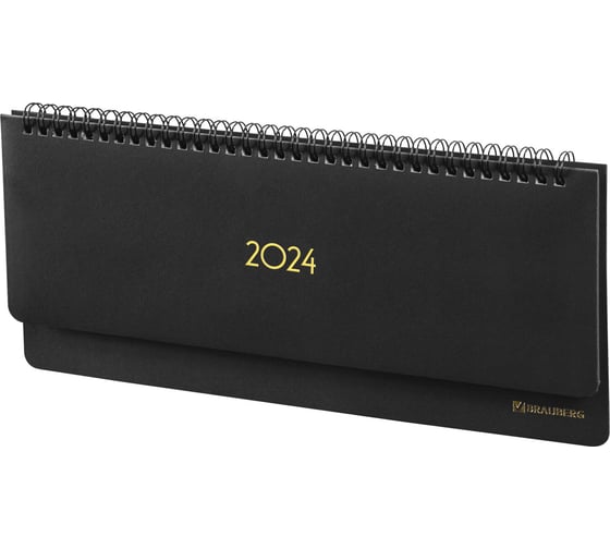 Датированный планинг BRAUBERG 2024 г., 305x140 мм, select, балакрон, черный 114816 1