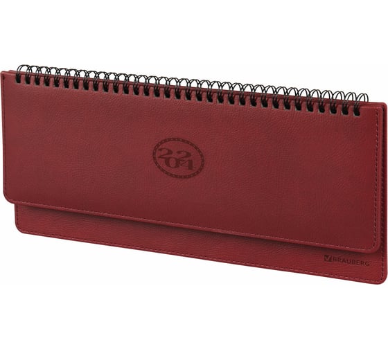 Датированный планинг BRAUBERG 2024 г., 305x140 мм, favorite, под кожу, бордо 114804