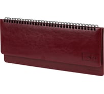 Датированный планинг BRAUBERG 2024 г., 305x140 мм, imperial, под кожу, бордо 114811
