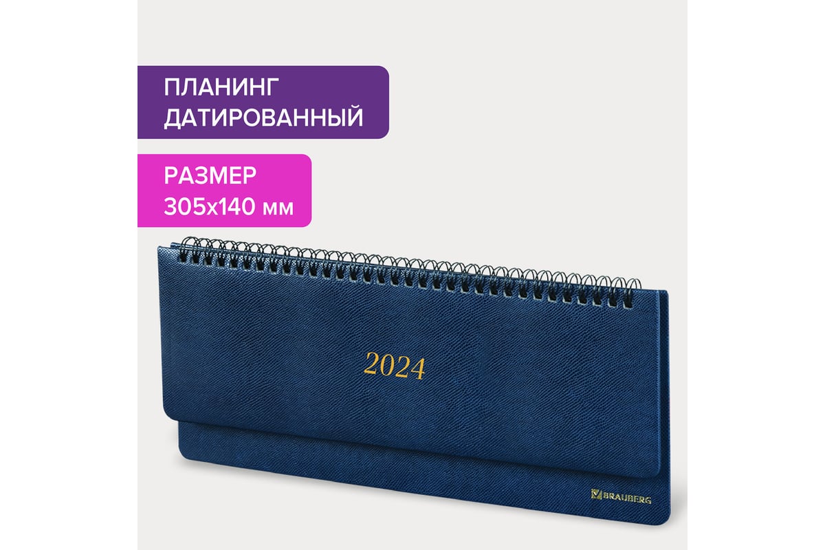 Датированный планинг BRAUBERG 2024 г., 305x140 мм, iguana, под кожу ...