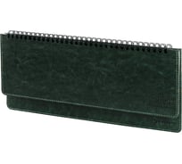 Датированный планинг BRAUBERG 2024 г., 305x140 мм, imperial, под кожу, зеленый 114814