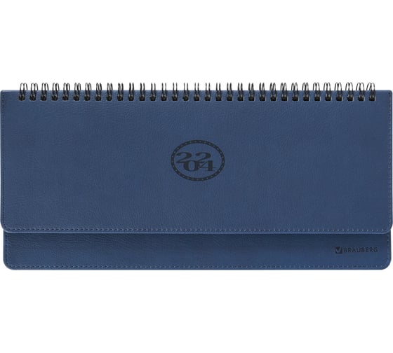 Датированный планинг BRAUBERG 2024 г., 305x140 мм, favorite, под кожу, темно-синий 114803