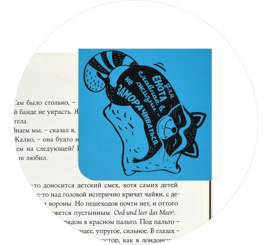 Магнитная закладка для книг Феникс + Спящий енотик 60x60 мм, полноцветный дизайн, глянцевая ламинация, угловая 50262