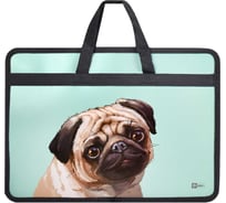 Папка для тетрадей Феникс + Мопс А4, 34x25x8 см, 1 отделение, пластик, ручки, ширина боковин и дна 8 см, молния, УФ печать 46604