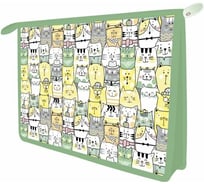 Папка для тетрадей Феникс + Коты полипропилен, А4, 33x23.3x5 см, 1 отделение, молния, УФ-печать 52116