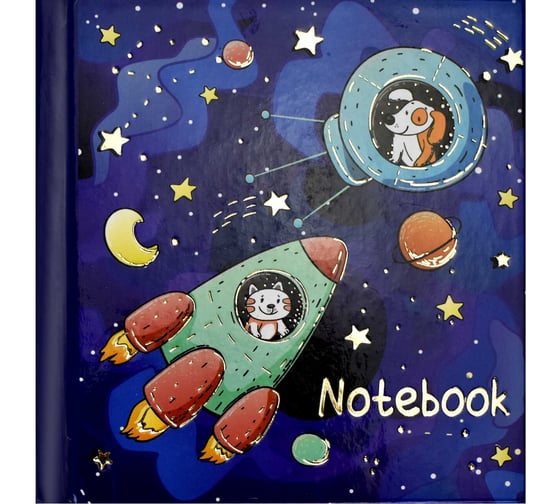 Записная книжка Феникс + Notebook КОСМИЧЕСКИЕ ТУРИСТЫ 105x105 мм 48 листов твердый переплет тиснение фольгой глянцевая ламинация блок - белый офсет 65 г/кв. м без печати 53750 1