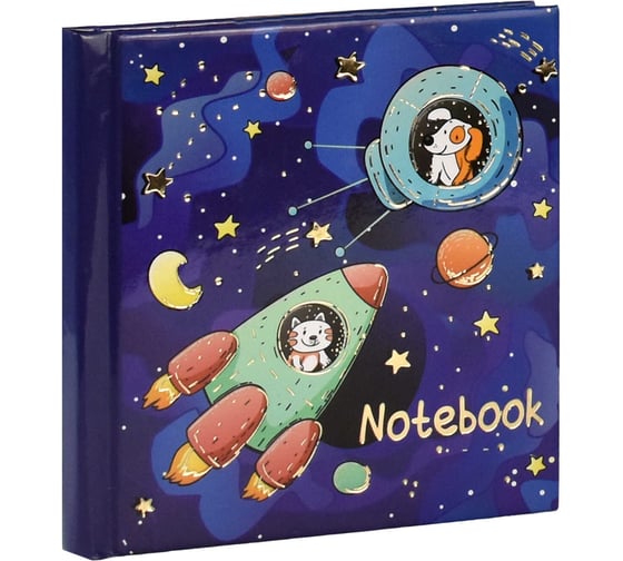 Записная книжка Феникс + Notebook КОСМИЧЕСКИЕ ТУРИСТЫ 105x105 мм 48 листов твердый переплет тиснение фольгой глянцевая ламинация блок - белый офсет 65 г/кв. м без печати 53750
