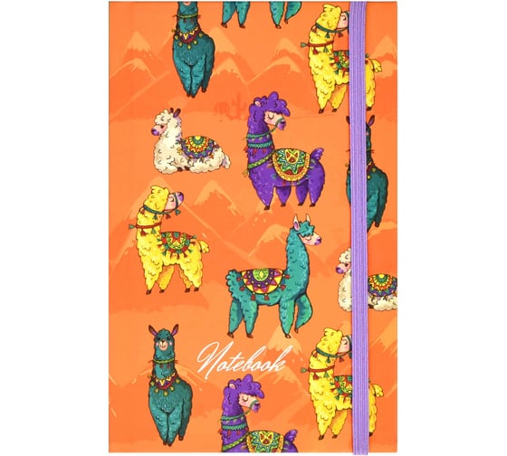 Записная книжка Феникс + Notebook 80л ЦВЕТНЫЕ АЛЬПАКИ,90x145 мм застежка-резинка твердый переплет внутренний блок - белый офсет линия 51521