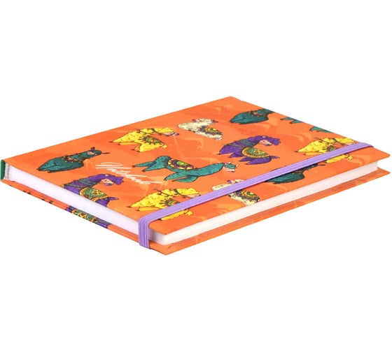 Записная книжка Феникс + Notebook 80л ЦВЕТНЫЕ АЛЬПАКИ,90x145 мм застежка-резинка твердый переплет внутренний блок - белый офсет линия 51521