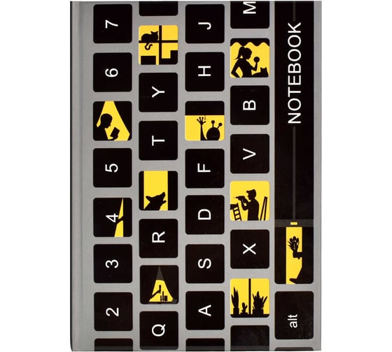 Записная книжка Феникс + Notebook КЛАВИАТУРА 120x170 мм 80 листов твердый переплет полноцветная печать УФ-лак выборочный матовая ламинация 65 г/кв. м печать в одну краску клетка недатированный 61487