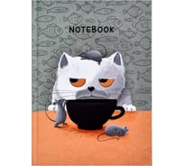 Записная книжка Феникс + Notebook ГРУСТНЫЙ КОТ 120x170 мм 80 листов твердый переплет полноцветная печать УФ-лак выборочный матовая ламинация 65 г/кв. м печать в одну краску клетка недатированный 61481