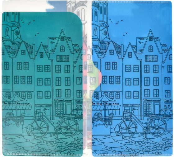Папка для документов Феникс + Город полипропилен, 11x20.5 см, 1 отделение, 1 впаянный карман, 1 впаянный уголок, УФ-печать 53258