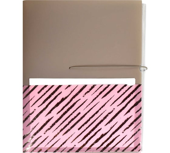 Папка для документов Феникс + Бежевый/розовый полипропилен, А4, 32x23.5x0.8 см, 1 отделение, резинка, 2 впаянных уголка, печать фольгой 53238