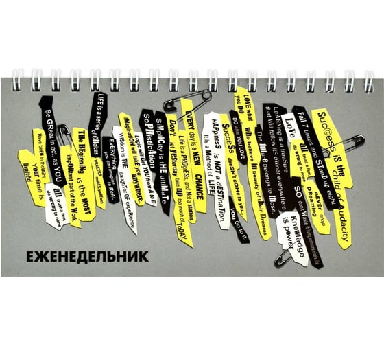 Недатированный еженедельник Феникс+ ФРАЗЫ 165x85 мм, 64 л, мягкий переплёт, полноцветная печать, выборочный УФ-лак, матовая ламинация, блок - белый офсет, 65 г/м2, печать в одну краску, лини 1