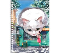 Записная книжка Феникс + БОЛЬШОЙ КОТИК твердый переплет на гребне А5 80 листов матовая ламинация печать в одну краску 62445
