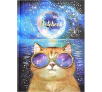 Записная книжка Феникс + КОСМИЧЕСКИЙ КОТ 140x200 мм 80 листов твердый переплет тиснение фольгой матовая ламинация блок - белый офсет 65 г/кв. м 61613